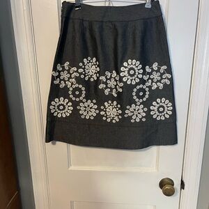 Ann Taylor Dark Gray Skirt with White Floral Patterns